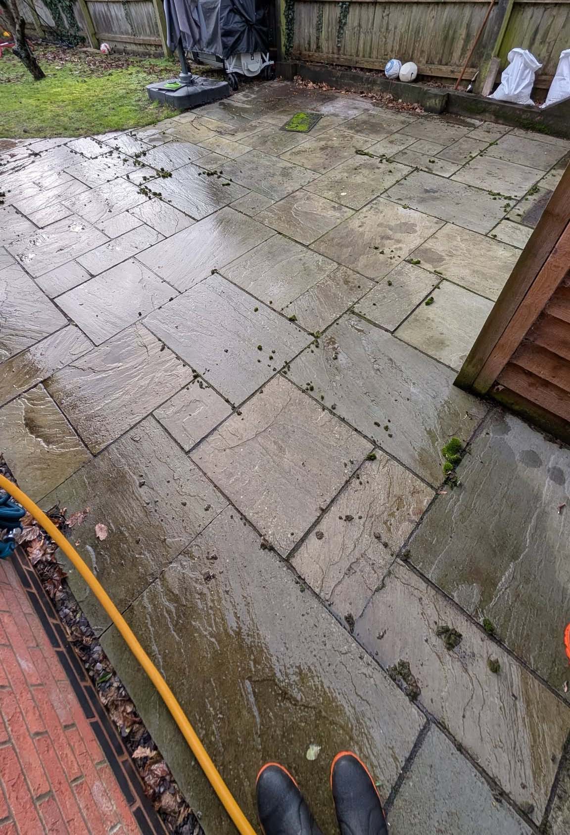 Pressure Washing patio before