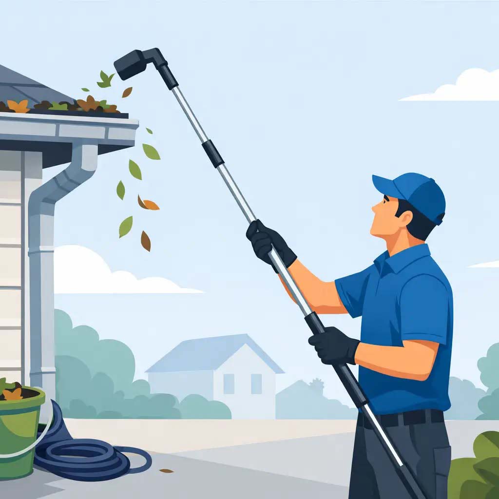 Vector drawing of Gutter Cleaning